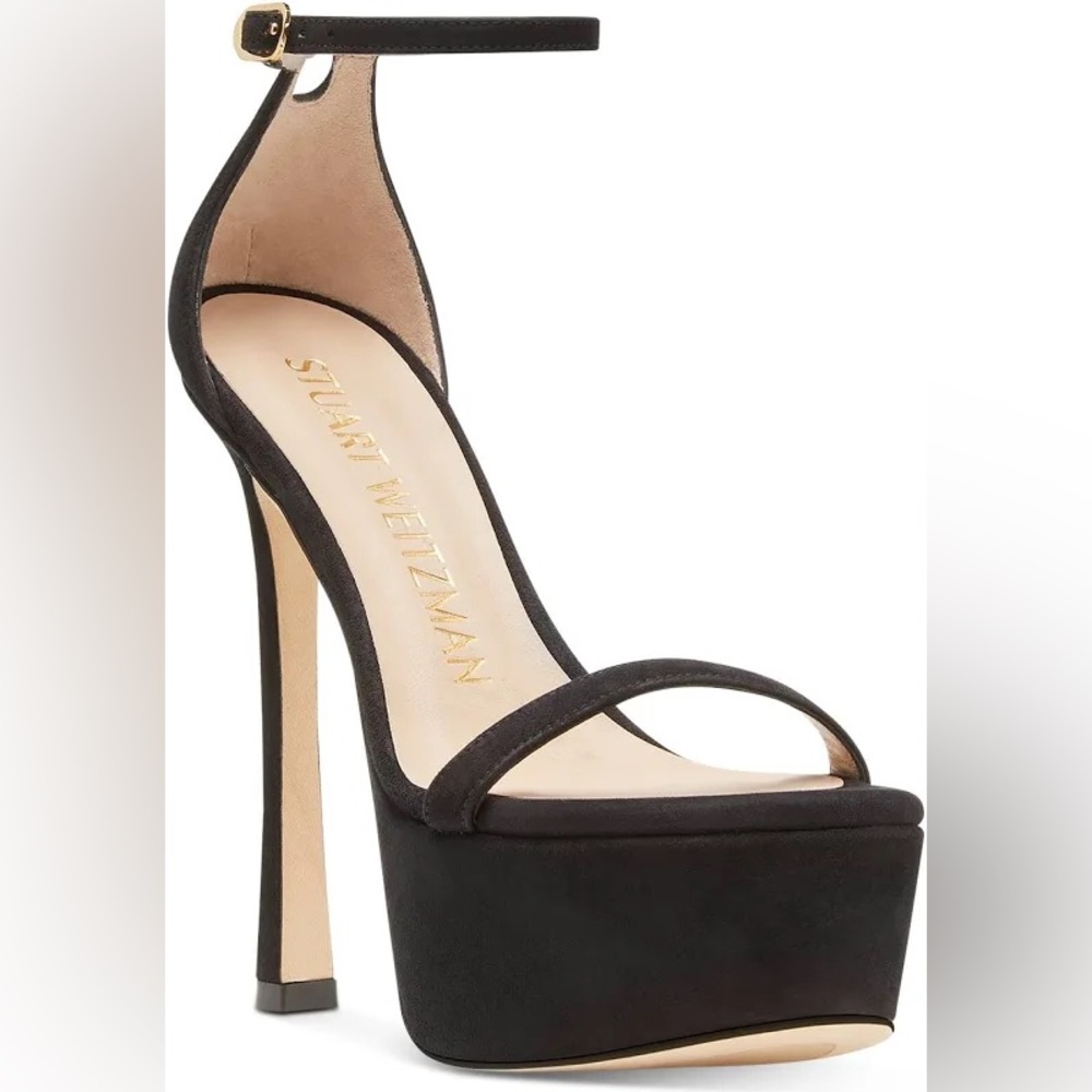 Stuart Weitzman Black Suede Platform Sandals